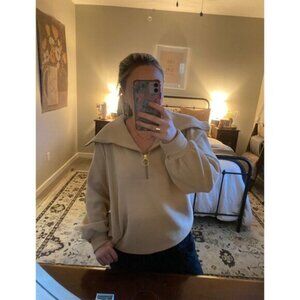 VARLEY Vine Ottoman Half Zip Pullover in Beige Size Small